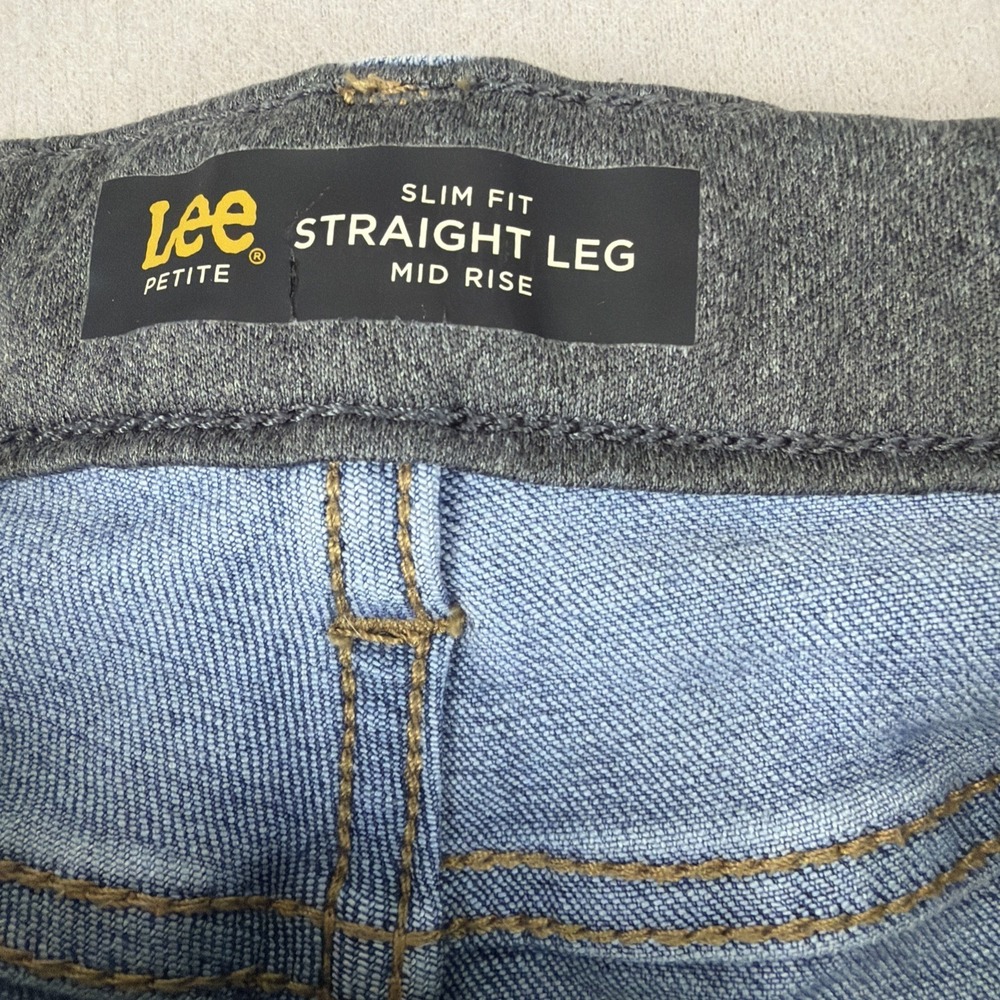 Lee Slim Fit Straight Leg Mid Rise Women 12P Medium Wash Blue Denim StretchJeans - Picture 3 of 7